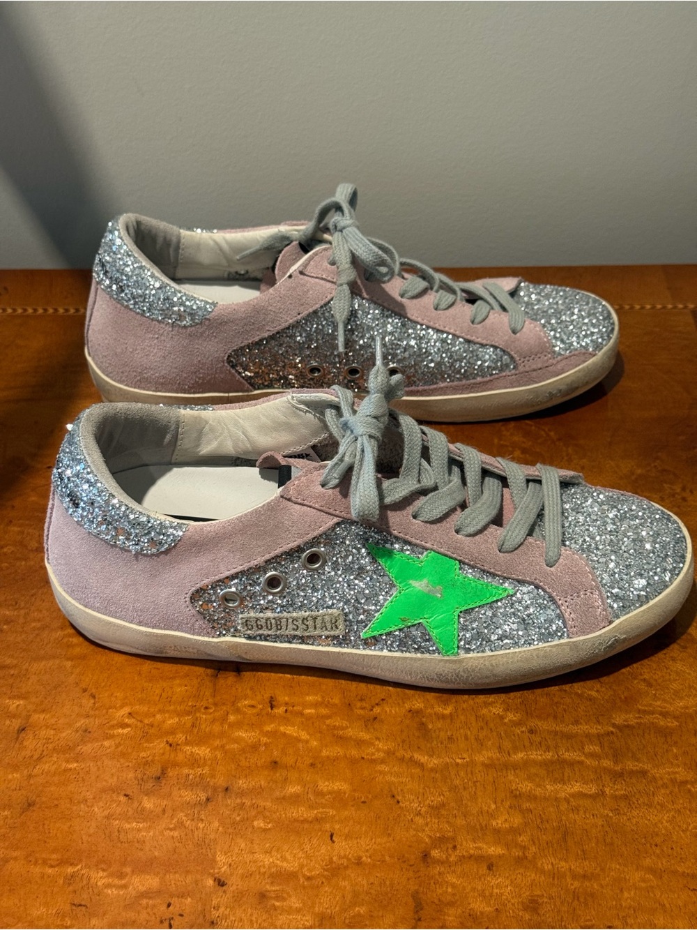 Golden Goose Superstar Sneakers - Silver Glitter/Pink Suede - Size 38-Worn once! - Picture 2 of 8